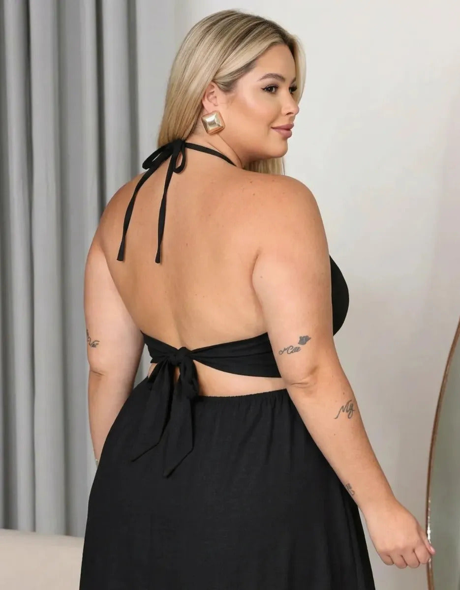 Macaquinho Vestido Festa Plus Size Short Saia Soltinho Luxo