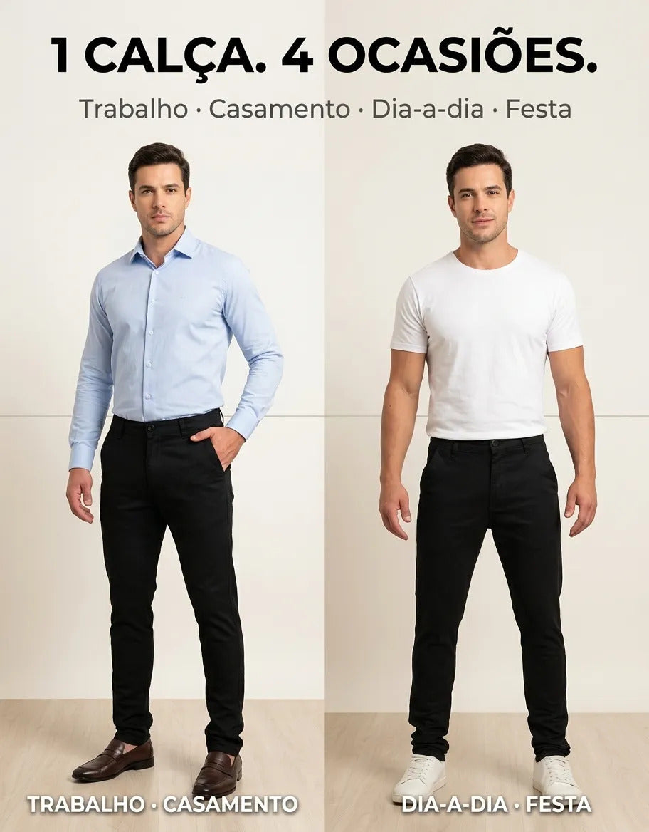 Calça Masculina Sarja Esporte Fino Bolso Faca Lycra Stillger