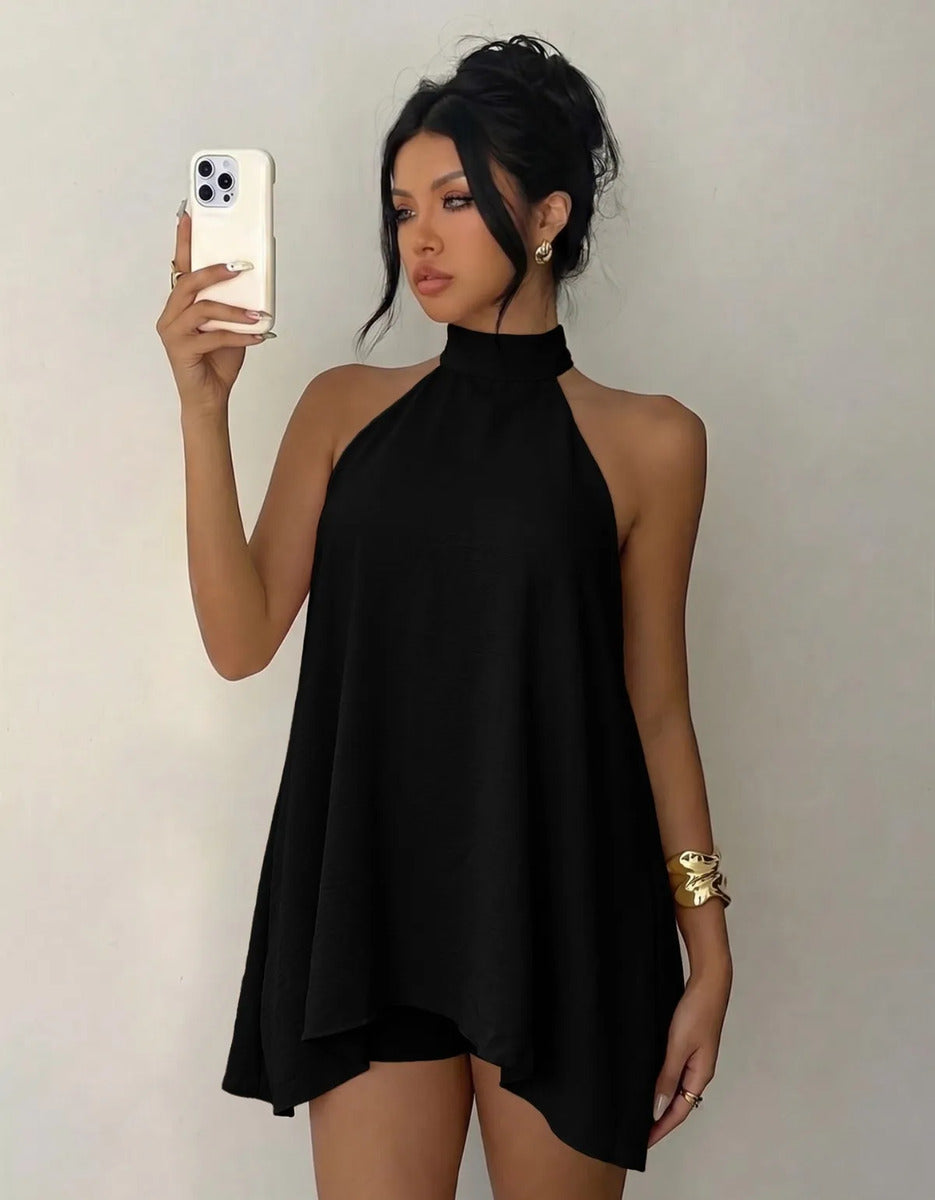 Conjunto Feminino Vestido Soltinho Frente Unica Short Verão