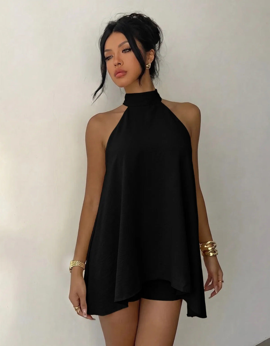 Conjunto Feminino Vestido Soltinho Frente Unica Short Verão