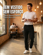 Calça Masculina Sarja Esporte Fino Bolso Faca Lycra Stillger
