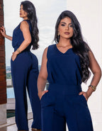 Conjunto Alfaiataria Feminino Moda Social Lycra Pantalona