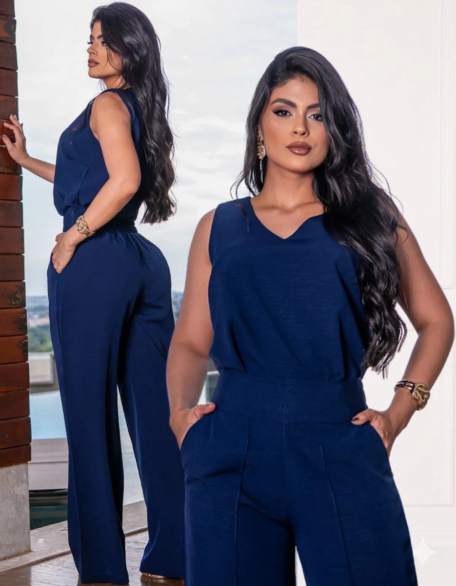Conjunto Alfaiataria Feminino Moda Social Lycra Pantalona