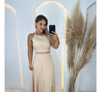 Conjunto Saia + Cropped Modelo Vestido, Social Saia Envelop