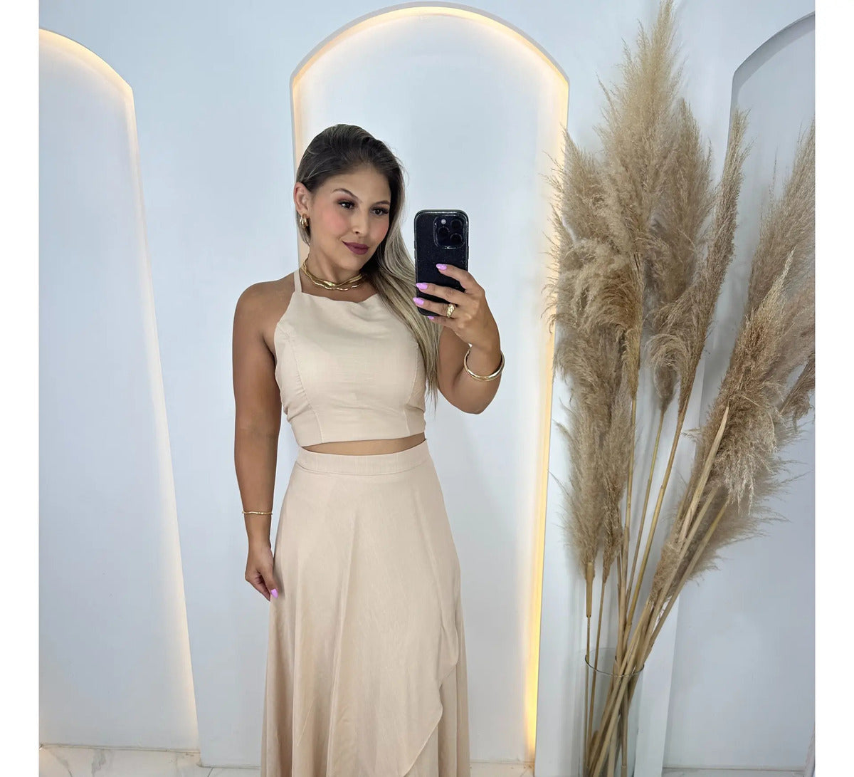 Conjunto Saia + Cropped Modelo Vestido, Social Saia Envelop