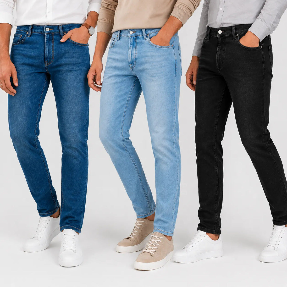Kit 03 Calças Jeans Premium Masculina Elastano Dia A Dia