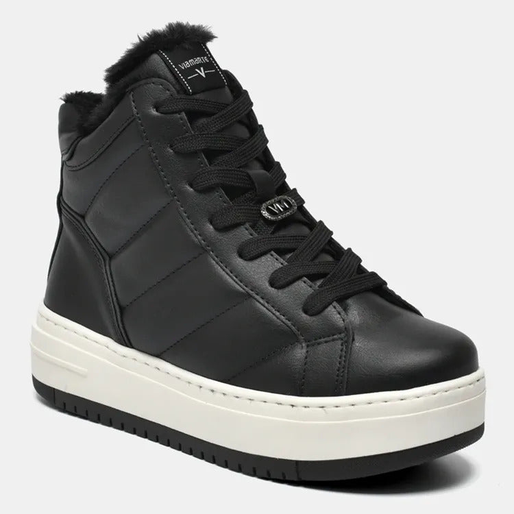 Bota Feminina Via Marte Cano Alto Forrada Conforto 306-003