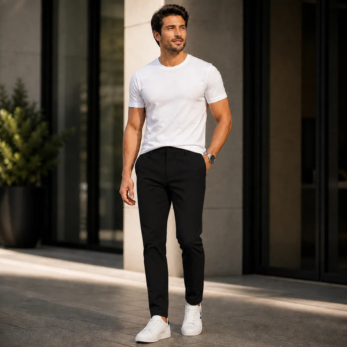 Calça Alfaiataria Masculina Slim Fit Social Sport Fino