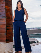 Conjunto Alfaiataria Feminino Moda Social Lycra Pantalona