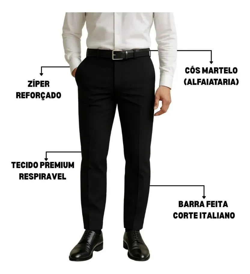Calça Alfaiataria Masculina Slim Fit Premium Social