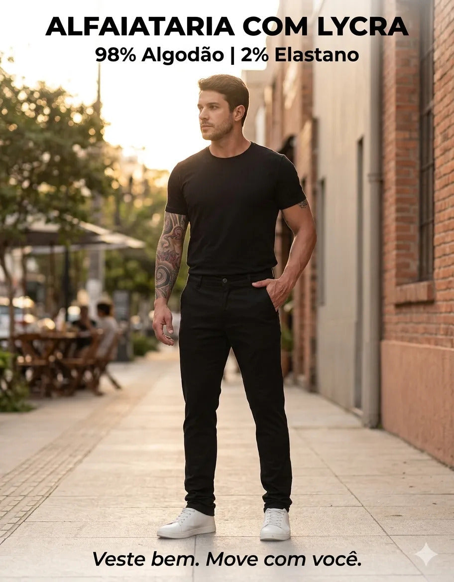 Calça Masculina Sarja Esporte Fino Bolso Faca Lycra Stillger