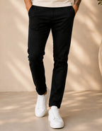 Calça Sarja Masculina Social Slim Elastano Bolso Embutido
