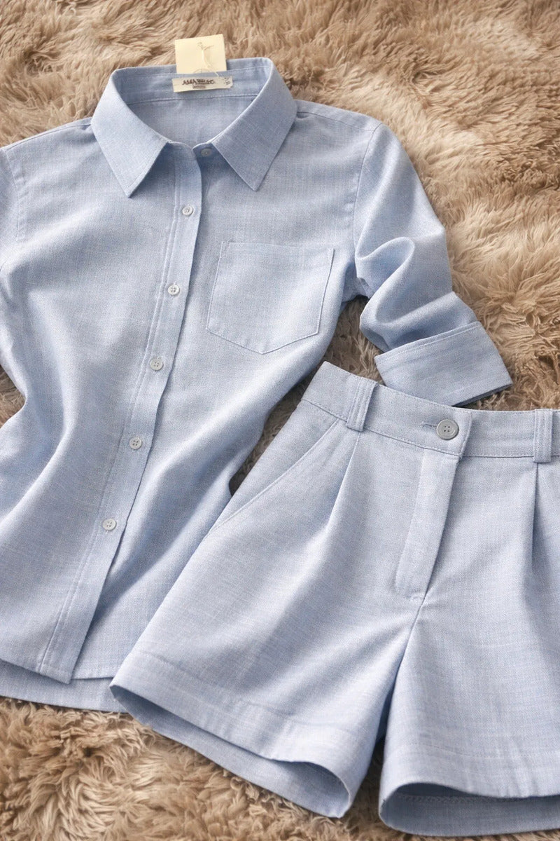 Conjunto Feminino Camisa E Short Modelo Juvenil Importado