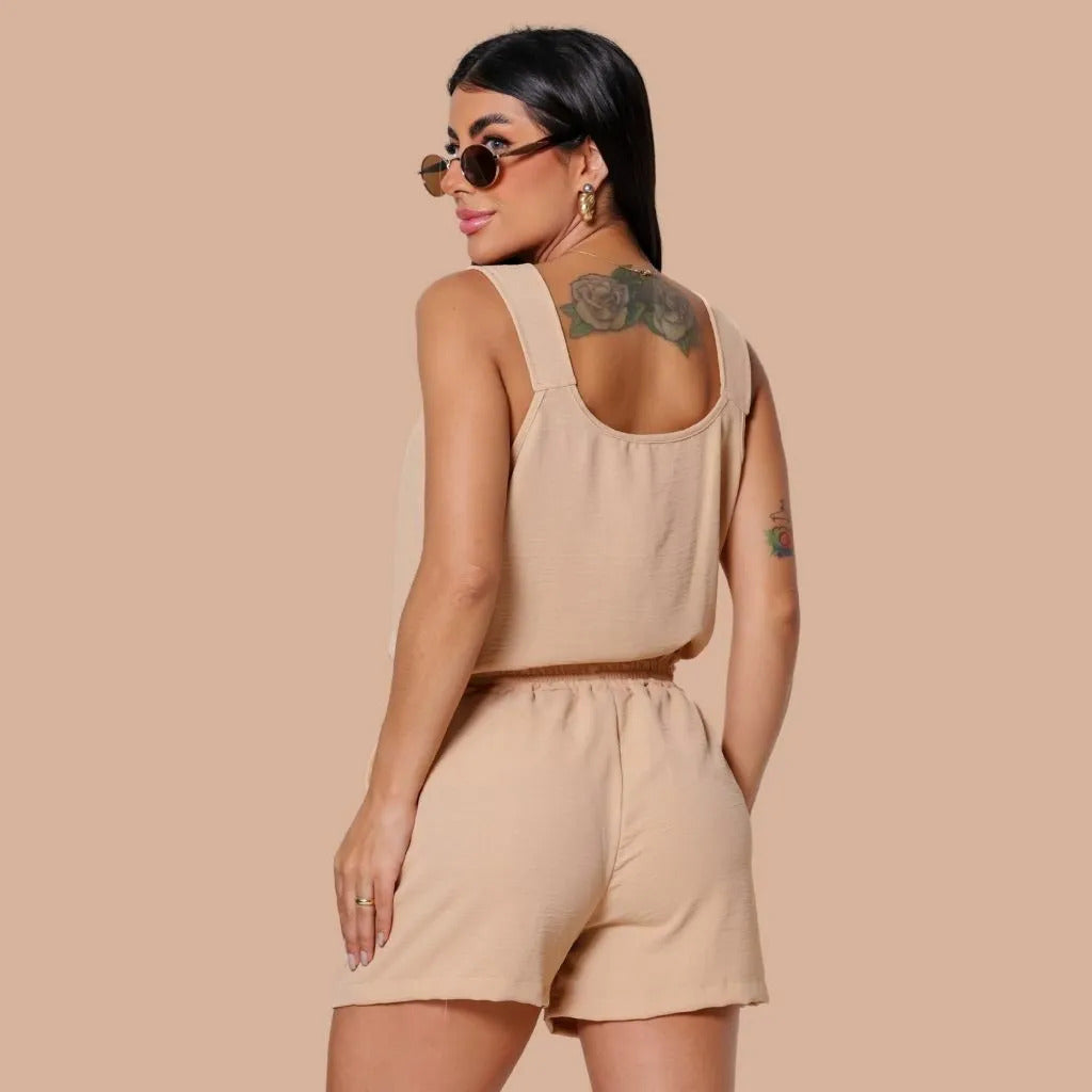 Conjunto Shorts Regata Com Botão Duna Verão 2026 Casual