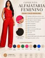 Conjunto Alfaiataria Feminino Moda Social Lycra Pantalona