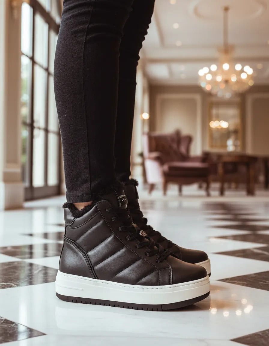 Bota Feminina Via Marte Cano Alto Forrada Conforto 306-003