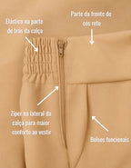 Conjunto Feminino Alfaiataria Elegante Blusa Calça Pantalona