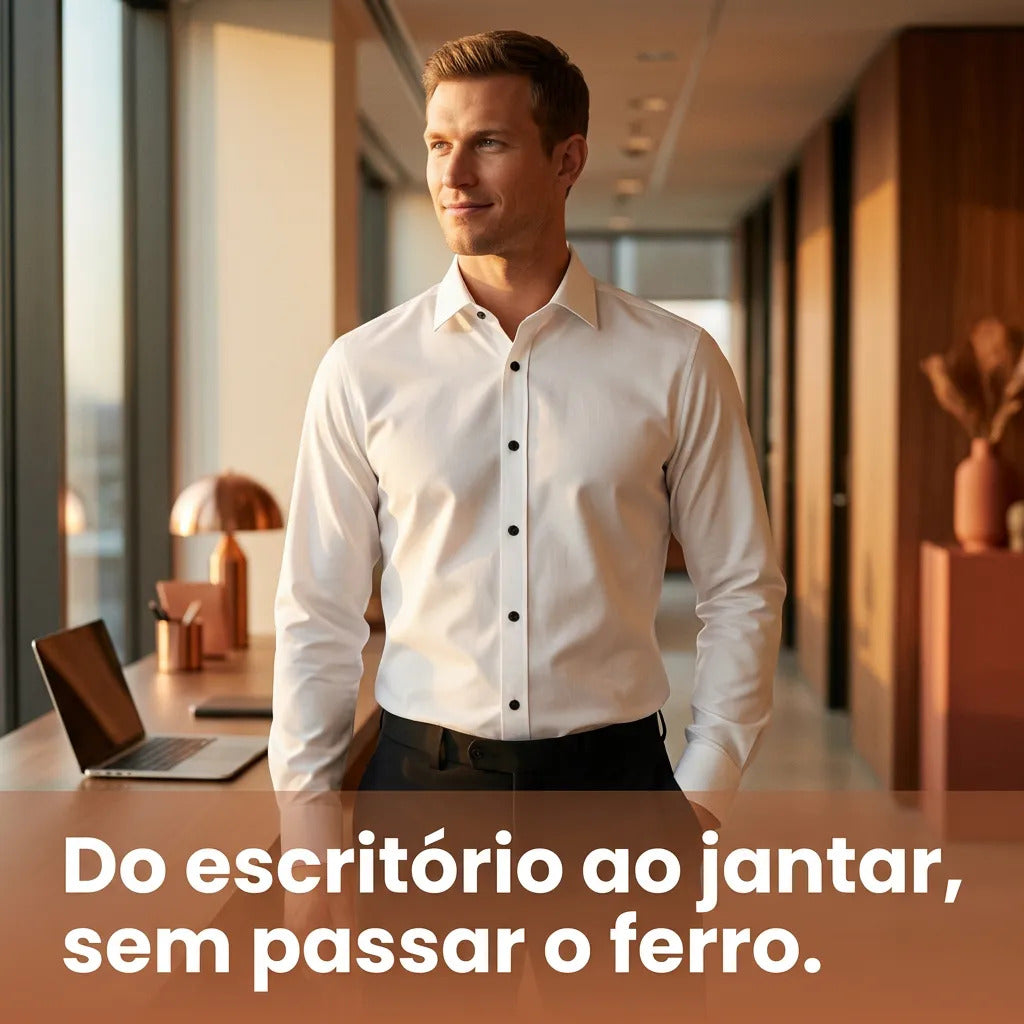 Camisa Manga Longa Slim Fit Social Não Amassa De Microleve