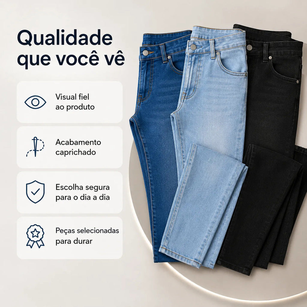 Kit 03 Calças Jeans Premium Masculina Elastano Dia A Dia