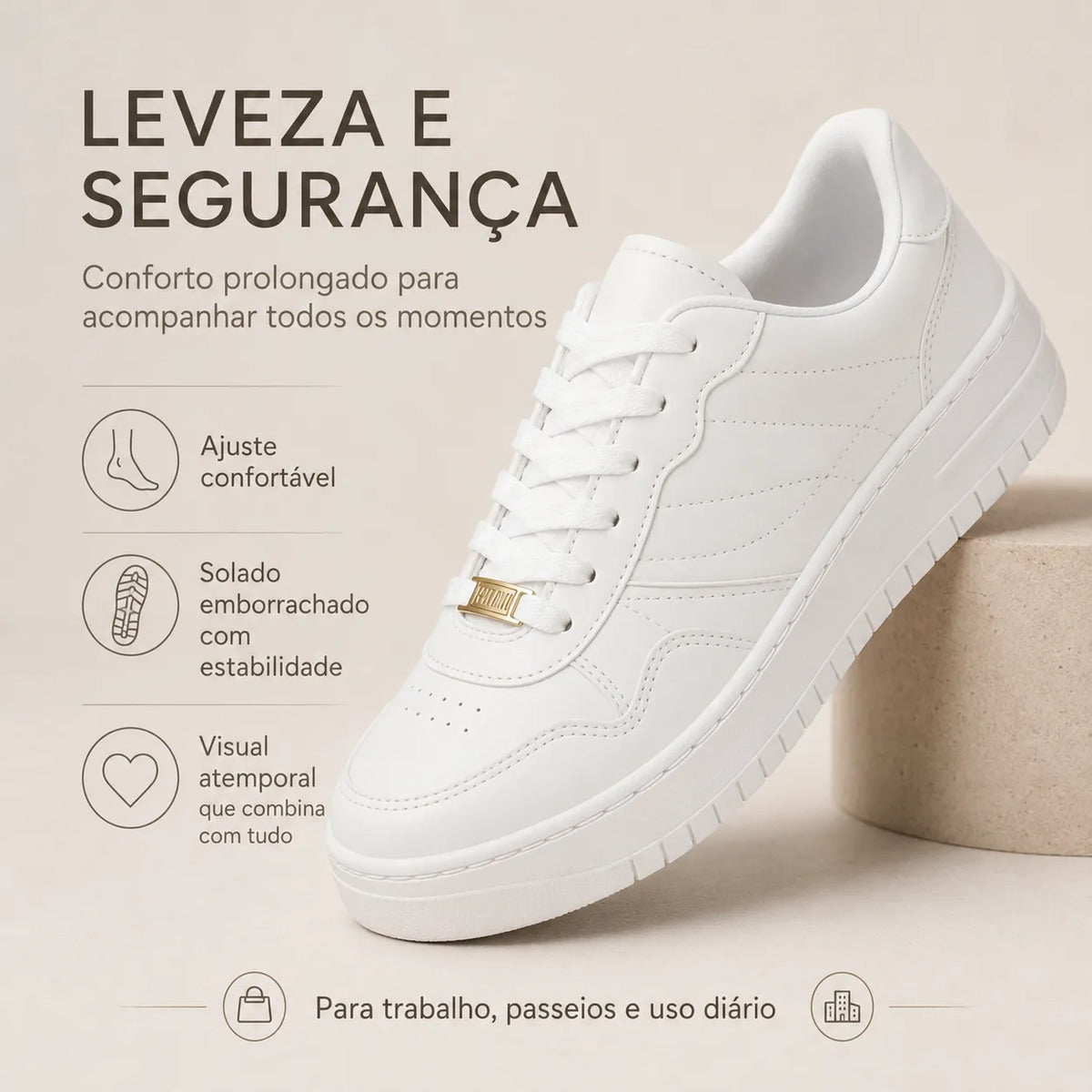 Tênis Branco Vizzano Feminino Casual  Airforce Confortavel