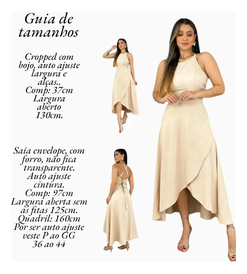 Conjunto Saia + Cropped Modelo Vestido, Social Saia Envelop