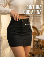 Saia Cargo Feminina Cintura Alta Com Lycra Levanta Bumbum