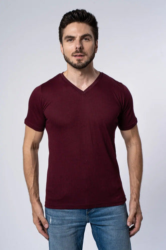 Kit 03 Camisetas Basica Gola V Masculinas Camisa Slim Fit Lisa