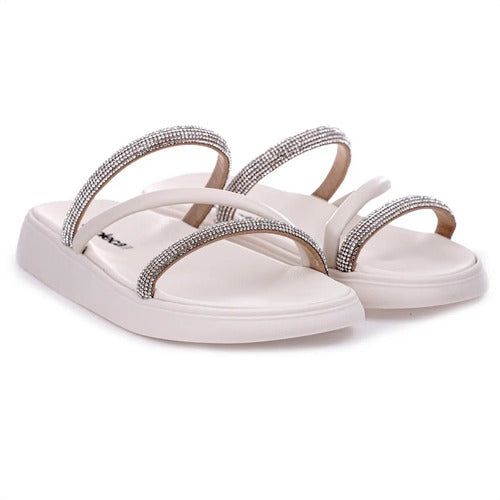 Sandalia Papete Moleca Feminina Tiras Strass Macia Original