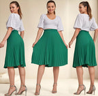 Saia Plissada Midi Crepe Moda Evangélica