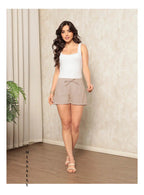 Kit 2 Shorts Bermuda Linho Feminino Cintura Alta Casual Top