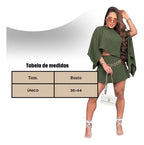 Conjunto Feminino Short Saia Blusa Frente Única Verão