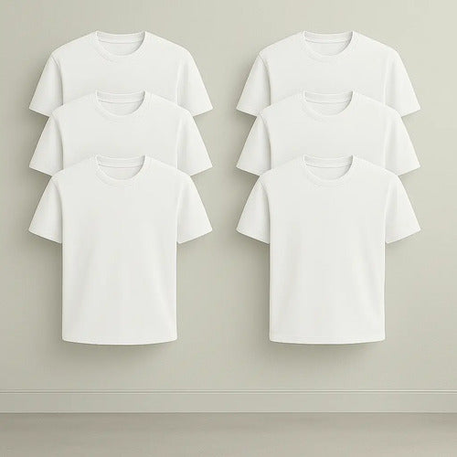 Kit 6 Camisetas Premium Brancas 100% Algodão Premium