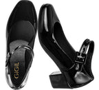 Scarpin Salto Grosso Sapato Boneca Confort Sapato Retrô Moda