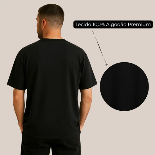 Kit 3 Oversized Masculina Stretwear Básica Lisa Premium