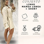 Conjunto Linho Feminino Camisa E Short Linha Premium