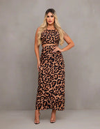 Conjunto Kit Saia Envelope Midi Longa Transpassada + Cropped