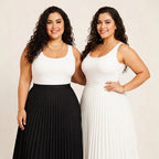 Kit 2 Saia Midi Branca Preta Plissada Plus Size Evangélica