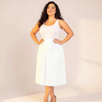 Kit 2 Saia Midi Branca Preta Plissada Plus Size Evangélica