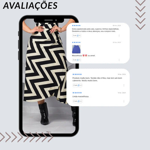 Saia Envelope Longa Amarracao Cintura Alta Trabalho Elegante