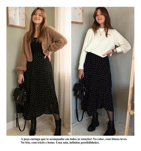 Saia Midi Envelope/transpassada Veste 36 Ao 44 Super Bem