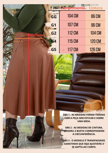 Saia Plus Size Fenda V Courinho Envelope Elegante Evangélica