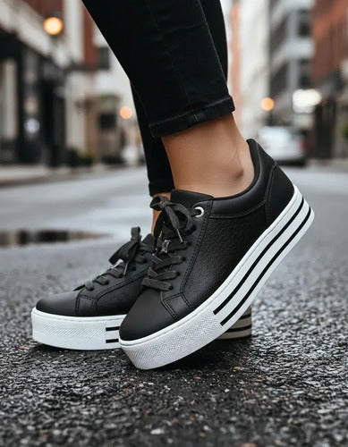 Tênis Feminino Via Marte Solado Flatform Preto Original