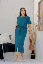 Conjunto Femenino Despojado Casual Com Saia + Cropped Alonga