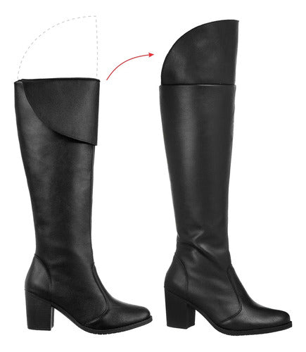 Bota Feminina Gigil Over The Knee Montaria Salto Alto Bloco