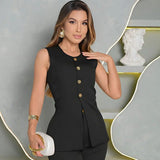 Conjunto Alfaiataria Feminino Elegante Celeste Social Natal