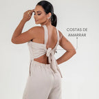 Macacão Longo Pantalona Elegante Festa Luxo Costas Ajustável
