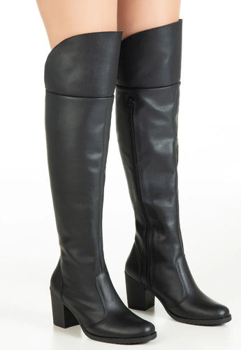 Bota Feminina Gigil Over The Knee Montaria Salto Alto Bloco