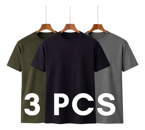Kit 3 Camiseta Básica 100% Algodão Premium Lisa Casual Macio