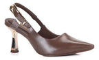 Scarpin Slingback Bebecê Salto Geométrico Com Fivela