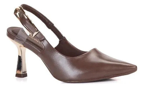 Scarpin Slingback Bebecê Salto Geométrico Com Fivela